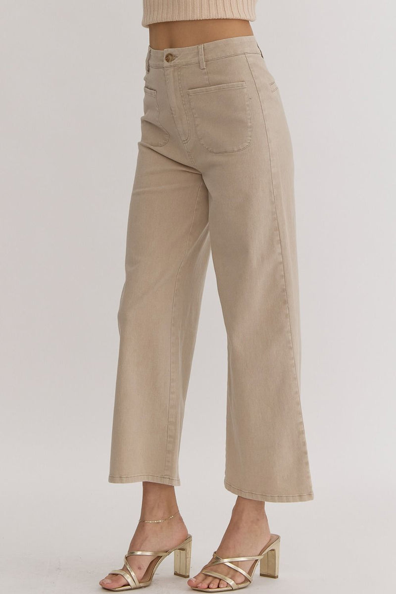 Entro Stone beige wide leg denim pants