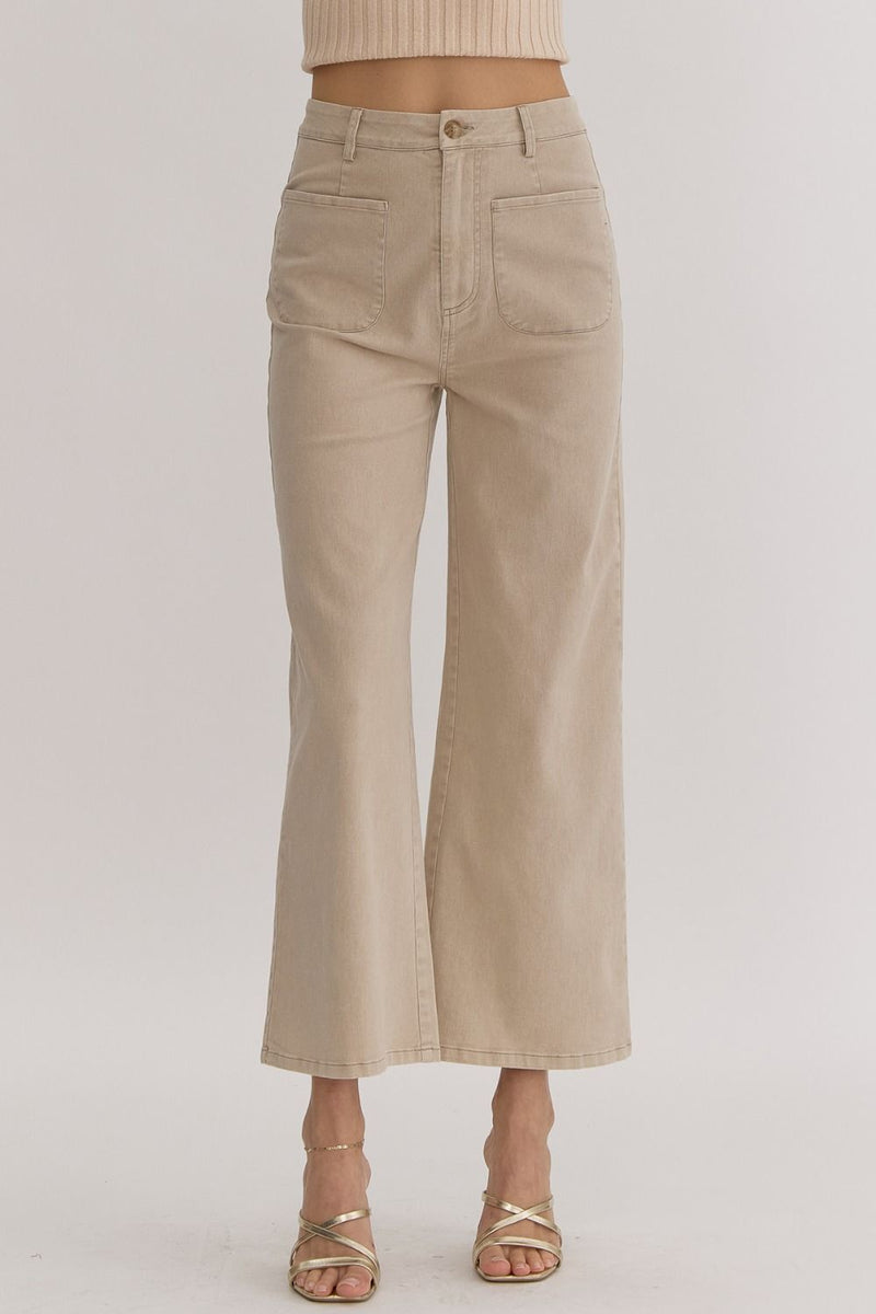 Entro Stone beige wide leg denim pants