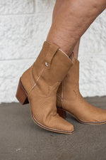 tan croc textured mid boot