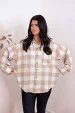 tan ivory plaid flannel top