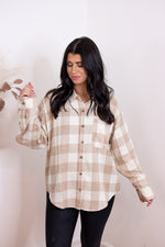 tan ivory plaid flannel top