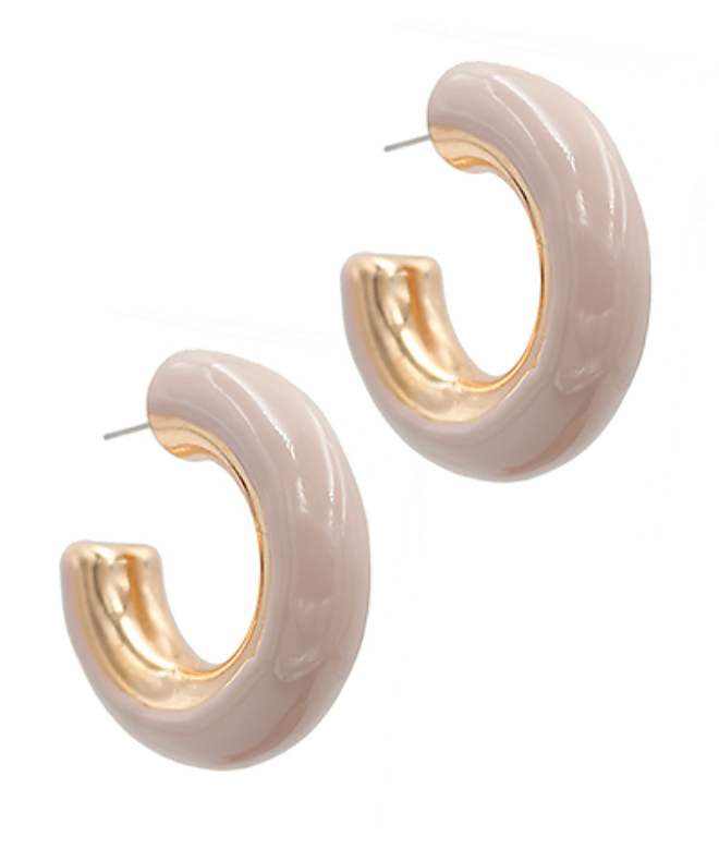 Taupe chunky hoop earrings