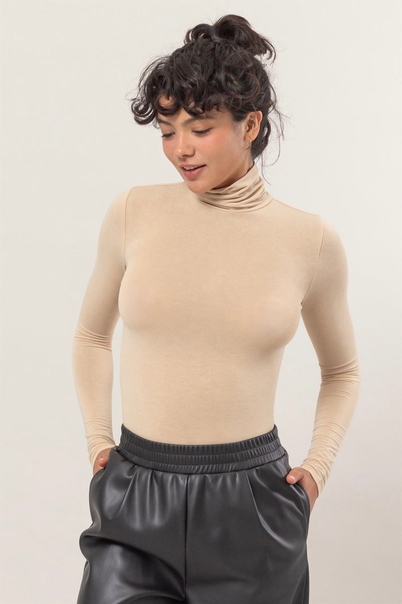 Easy Fix Turtleneck Taupe Top