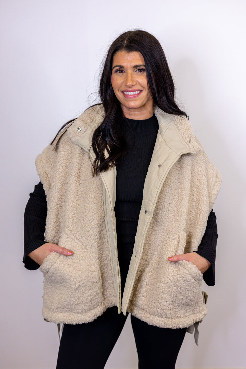 teddy sherpa oversized vest