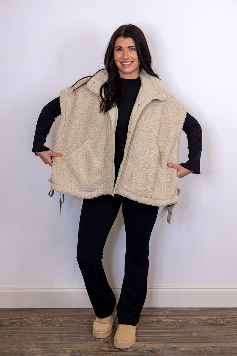 teddy sherpa oversized vest