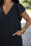 timeless black short sleeve shift dress