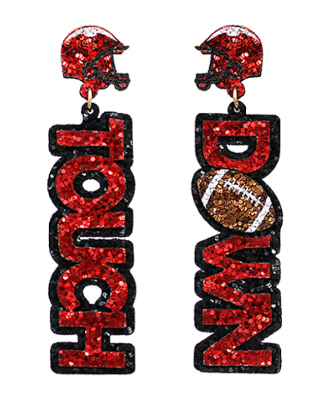 touchdown red black earrings 