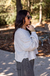 grey cotton knit cropped pullover sweater