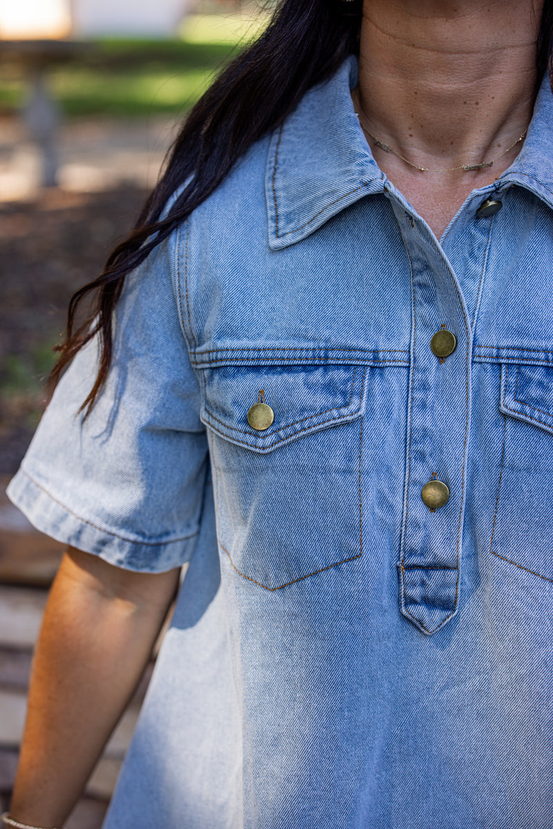 Karlie denim short sleeve dress