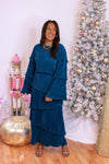 Holiday Elegance Teal Maxi Skirt