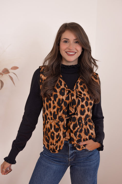 leopard bow tie vest