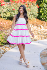 trending fashion ric rac scalloped pink dress