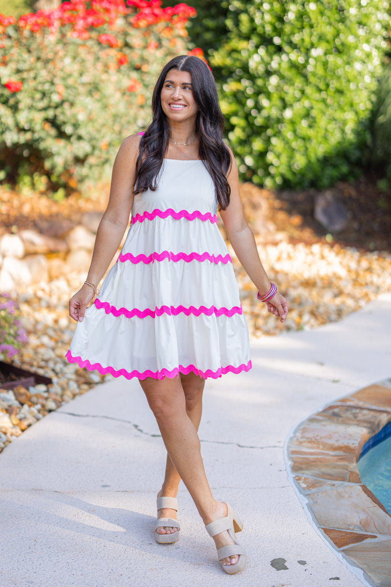 trending fashion ric rac scalloped pink dress