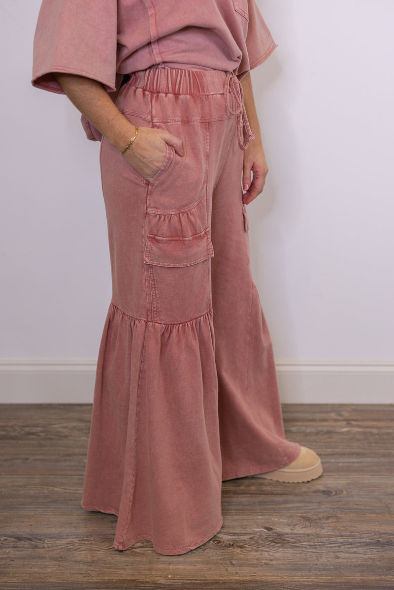 easel washed mauve pink lounge pant