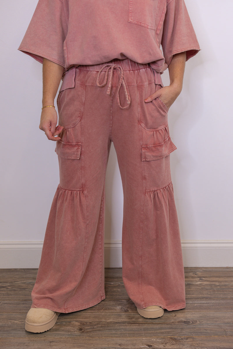 easel washed mauve pink lounge pant