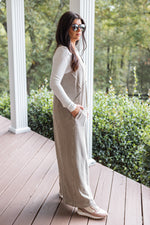 mineral washed taupe wide leg jumpsuit