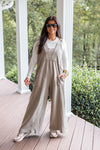 mineral washed taupe wide leg jumpsuit