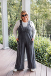 mineral washed black wide leg jumpsuit