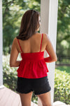 trendy dressy red bow top