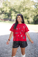 stewart simmons uga red sequin graphic tee