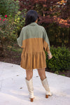 umgee fall corduroy colorblock tunic top