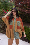 umgee fall corduroy colorblock tunic top