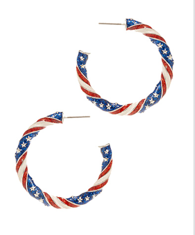 usa flag hoop earrings