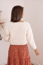 beige cropped chunky sweater cardigan