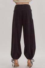 Entro Washed black balloon style wide leg denim pants with cinch tie ankles