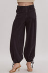 Entro Washed black balloon style wide leg denim pants with cinch tie ankles