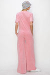 J. HER Mineral washed pink jersey knit relaxed jumpsuit