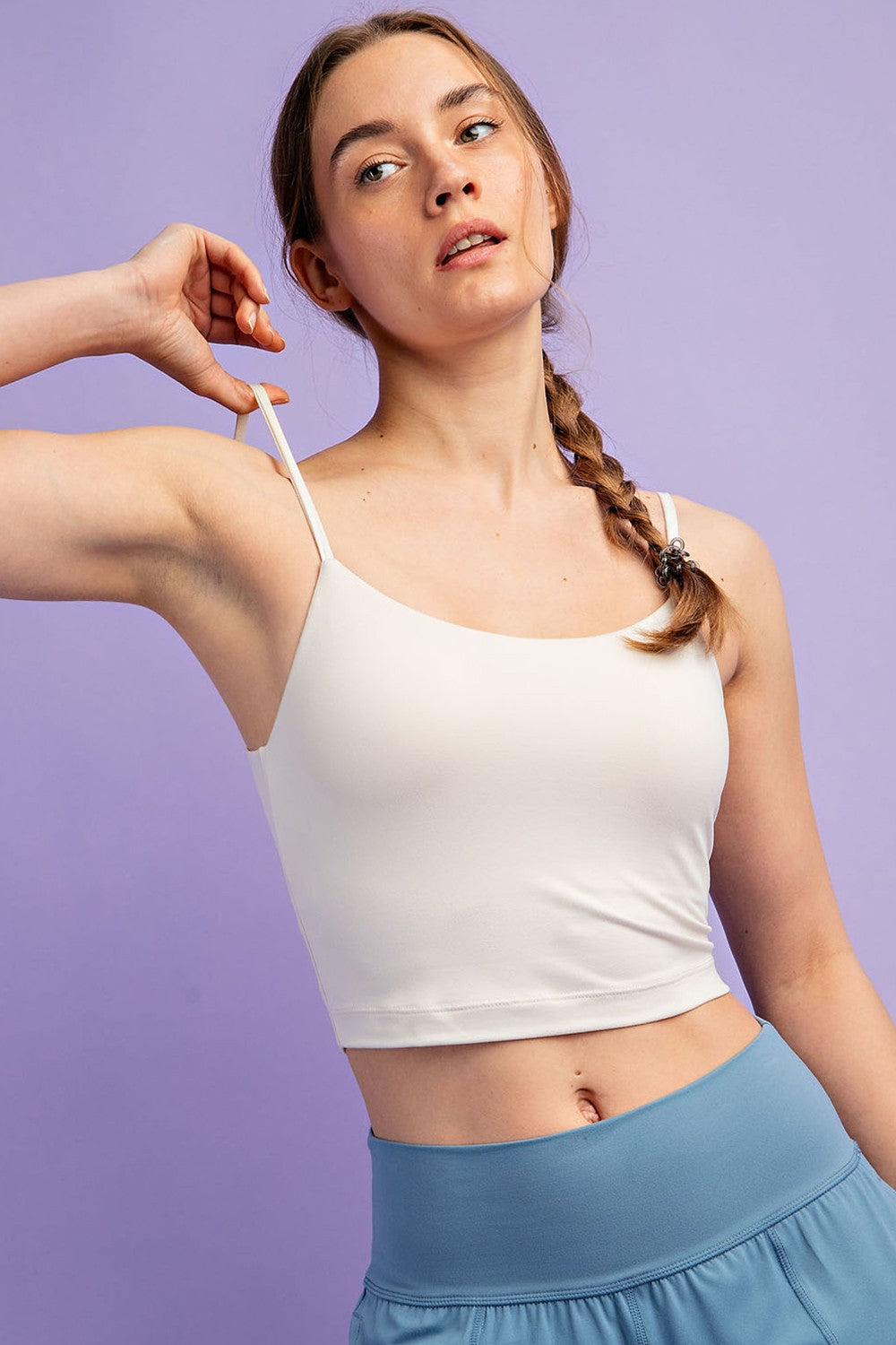 White cropped butter soft brami tank top