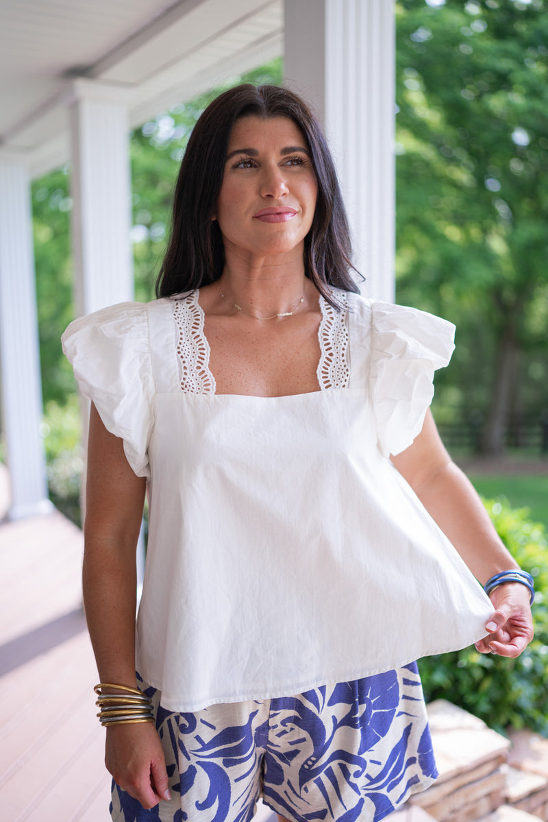 white summer peasant top