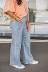 entro wide leg light wash denim jeans