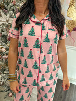 pink christmas tree pajama top