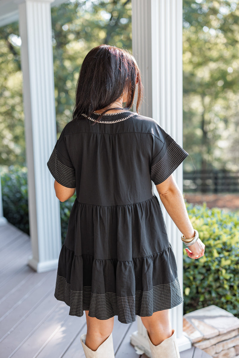 casual style black babydoll fall dress