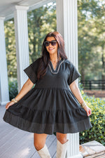 casual style black babydoll fall dress