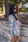 tan olive plaid flannel top