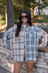 tan olive plaid flannel top