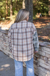 tan olive plaid flannel top