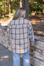 tan olive plaid flannel top