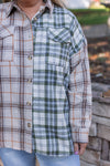 tan olive plaid flannel top