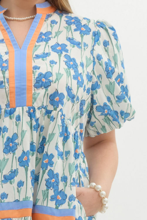 blue floral plus size spring dress