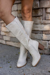 ivory tall round toe boot