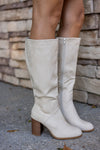 ivory tall round toe boot