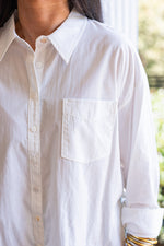 white button down cotton linen blouse