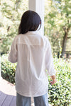 white button down cotton linen blouse